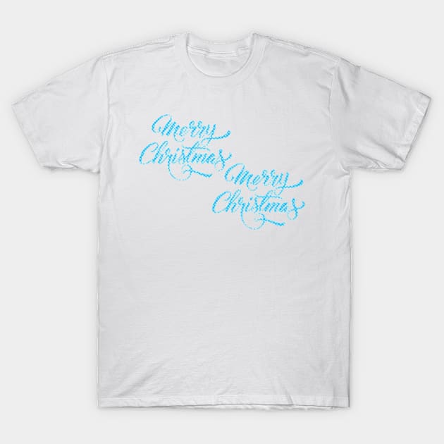 Merry Christmas Snowflakes Typography T-Shirt by justrachna